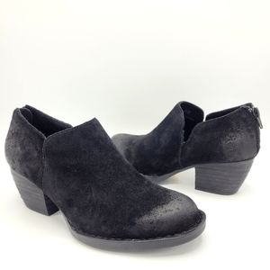 Born Antonia Black Nubuck Distressed Suede Ankle Booties Western Boots Women's 7